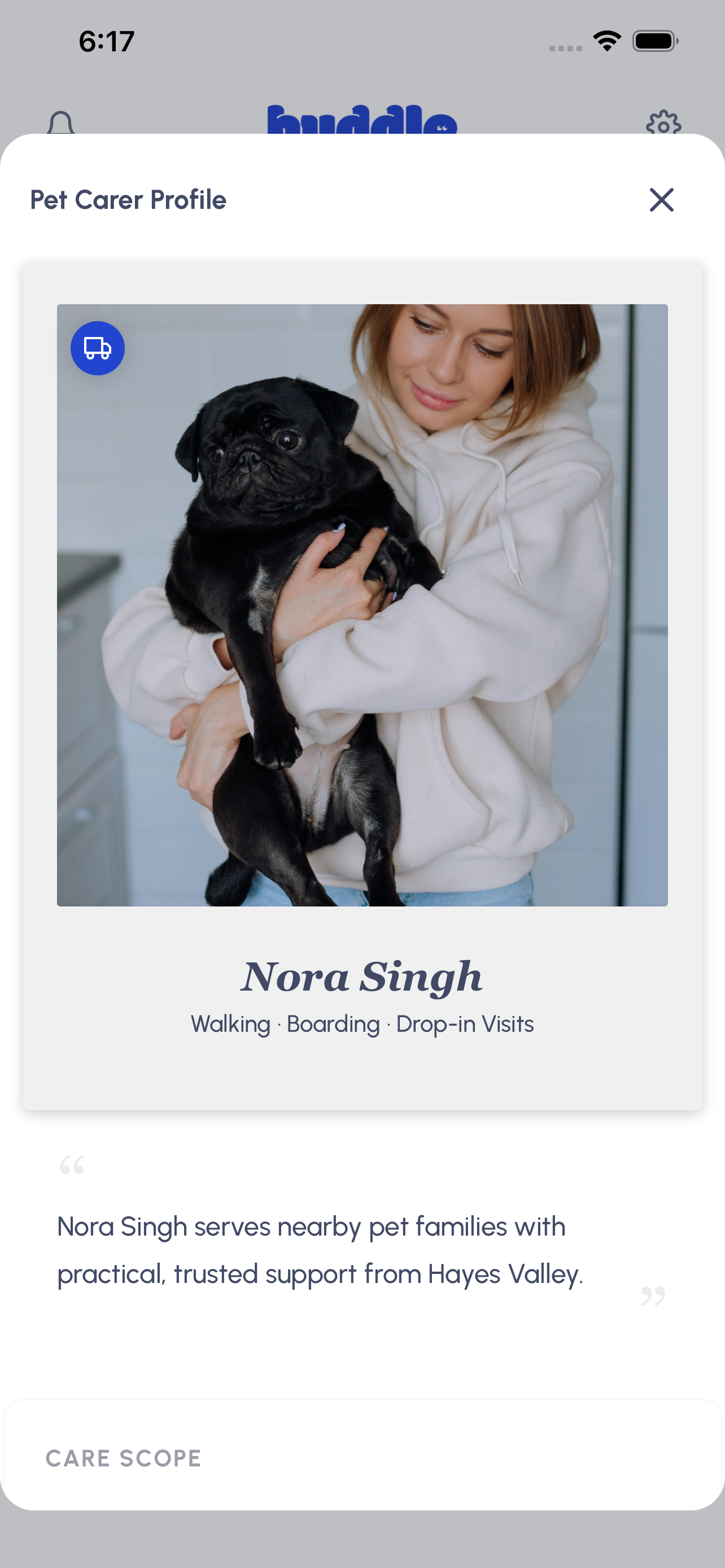 huddle Care — Pet Carer profile